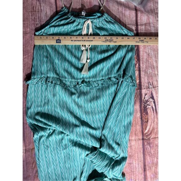 L Love Women's Size Small Chevron Adjustable Strap Neckline Maxi Dress Turquoise - Picture 15 of 16